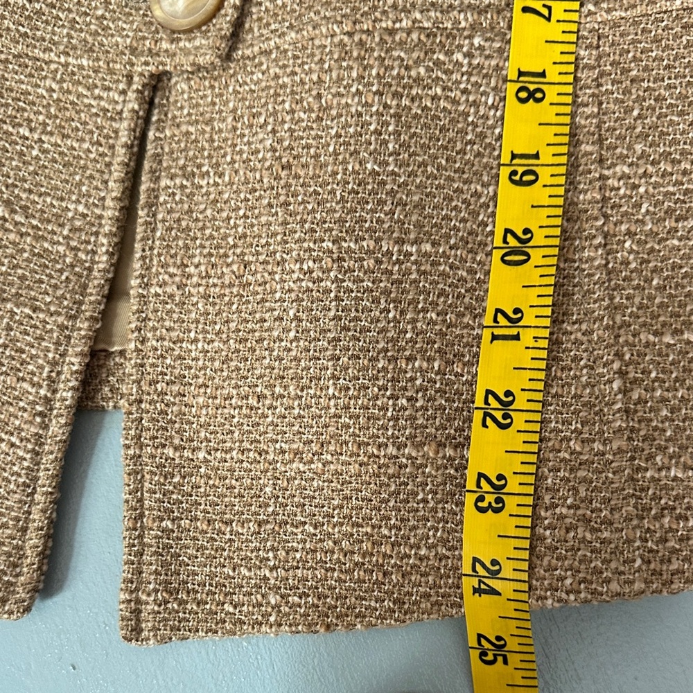 Zara 2000s Y2K Tweed Tan Blazer Faux Fur Collar Wool Blend Women’s 6 Academia - Picture 8 of 10